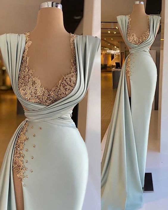 Stunning Mermaid Prom Dress With Hight Split New Arrival Evening Dress African Wedding