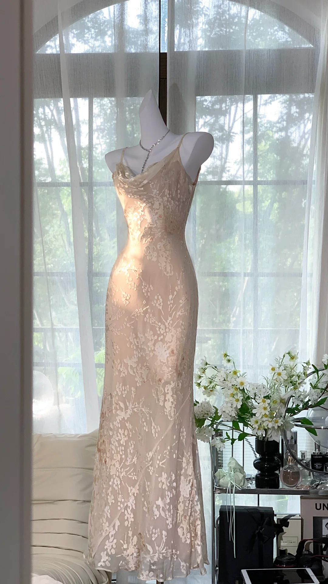 Charming Spaghetti Straps Chiffon Print Floral Mermaid Prom Dress Birthday Party Dress - View 2 | FashionDia