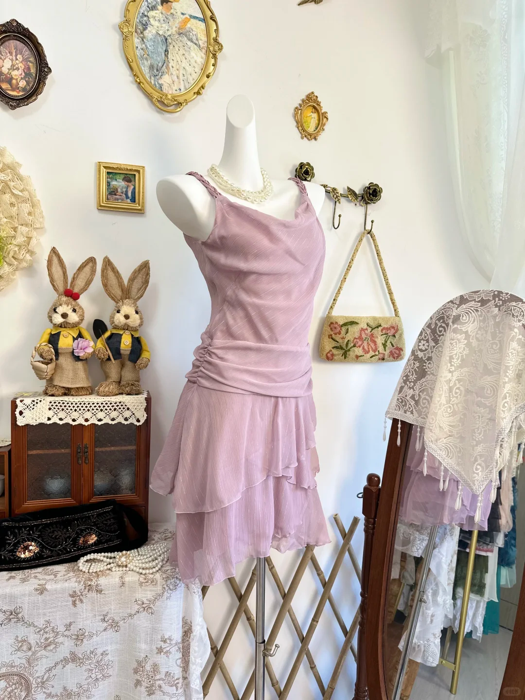 Elegant Spaghetti Straps Purple Chiffon Short Party Dress Formal Graduation Homecoming Dress