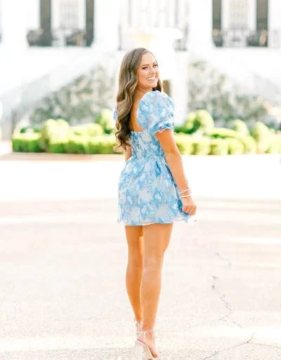 Retro Style Floral A-line Short Homecoming Dress Summer Outfit Dress (ZD11818)