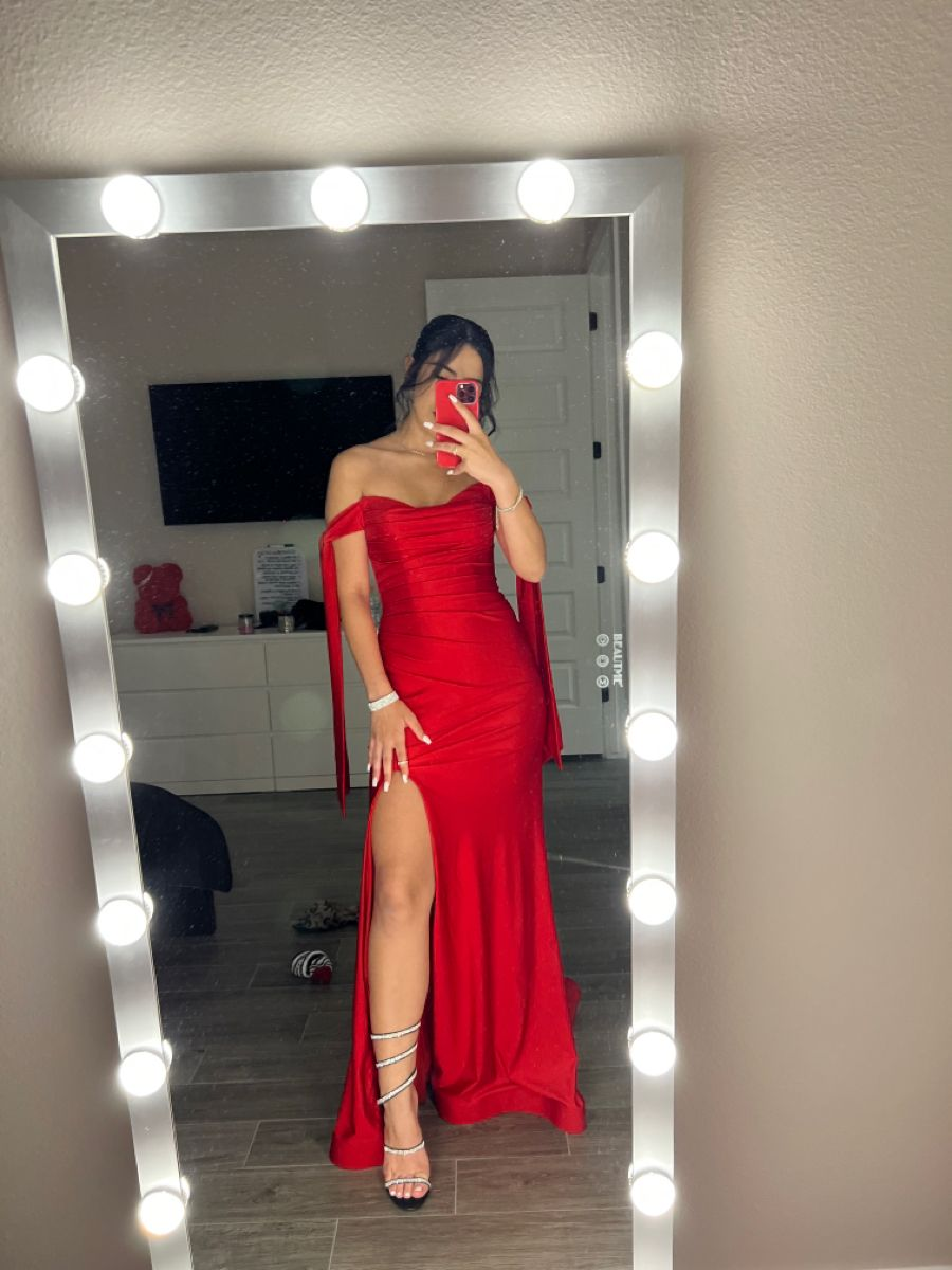Charming Red Mermaid Evening Dress With Side Split Y5711 - VelvetHem