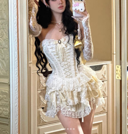 Sweet Sweetheart Neck Light Yellow Lace Layered Short Birthday Dress Formal 8th Grade Homecoming Dress - View 5 | FashionDia