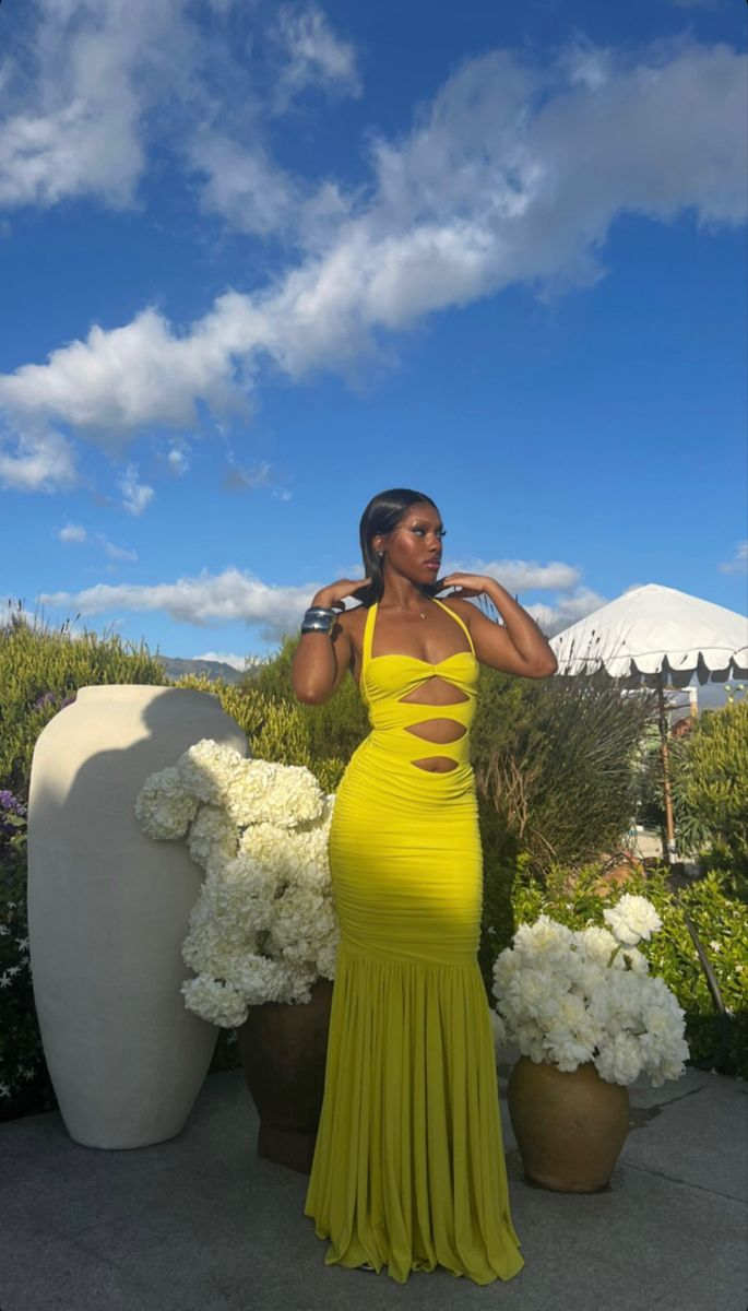 Charming Yellow Sleeveless Tight Prom Dress,Yellow Evening Gown