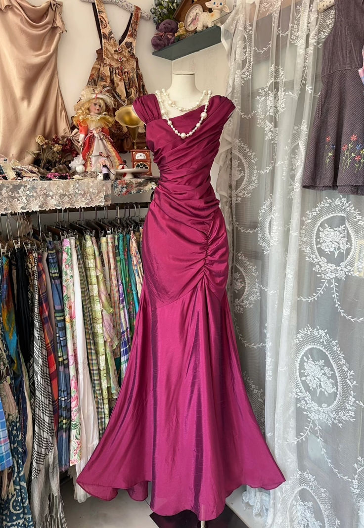 Classy Satin Mermaid Prom Evening Dress,Long Party Gown - FashionDia