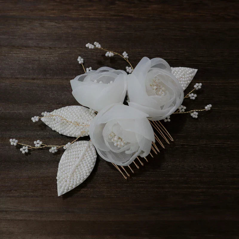 Pearls Beads Hair Combs Pins Clips Flower Floral Head pieces Brides Women Headbands Hairbands Bridal Jewelry Wedding Accessories