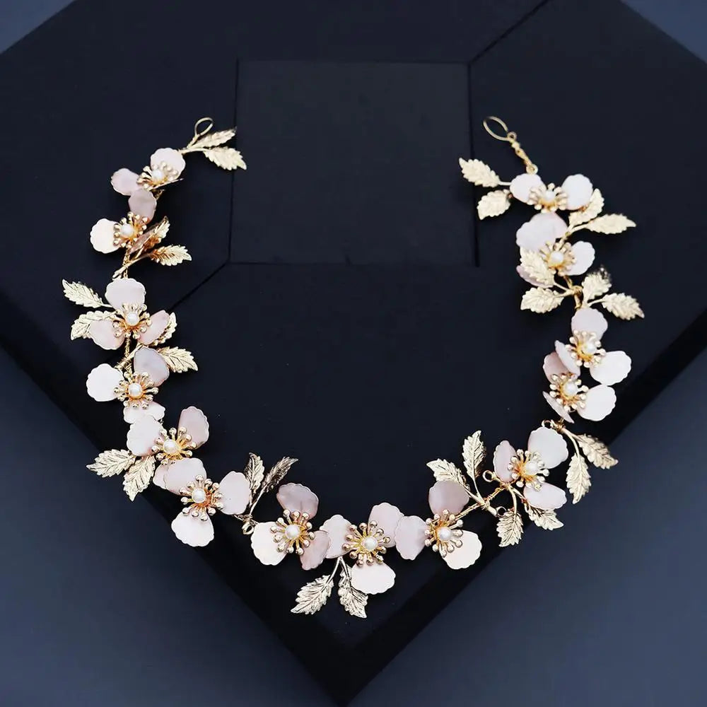 Pearl Crystal Hair Combs Pins Flower Leaf Headpieces Headbands For Brides Women Hairband Bridal Jewelry Wedding Accessories