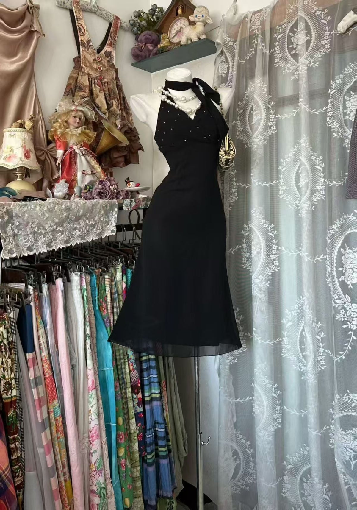 Halter A Line Black Birthday Dress Party Dress J10079