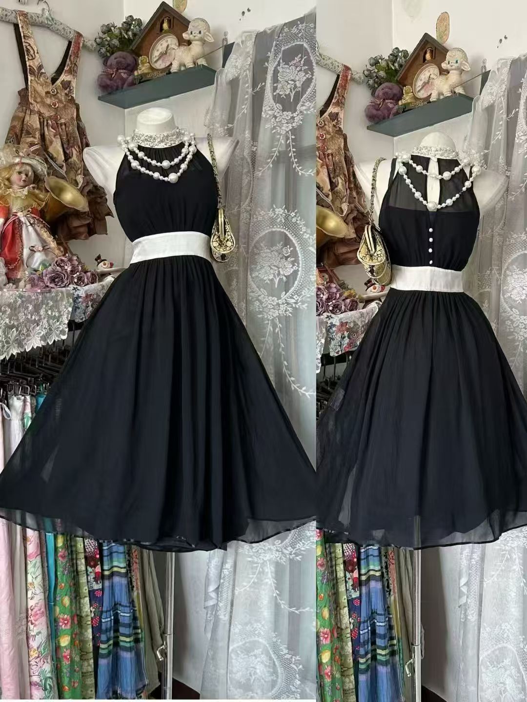 Halter A-Line Black Short Homecoming Party Dress