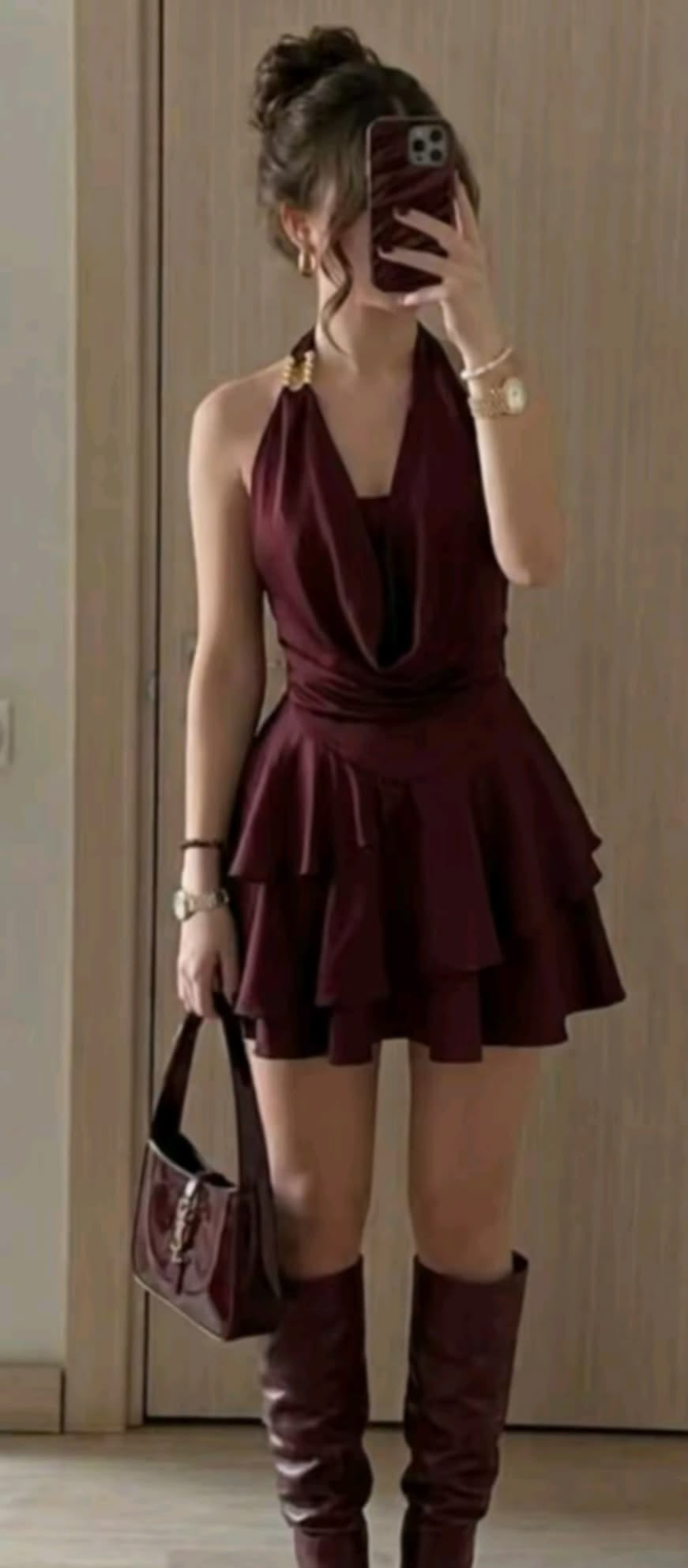 Halter A-Line Burgundy Birthday Outfit Short Homecoming Dress