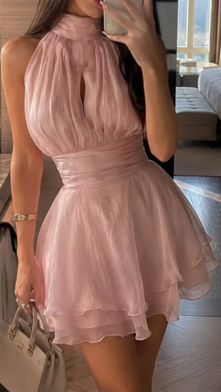 Halter A Line Homecoming Dress Short Layered Birthday Outfit J11479