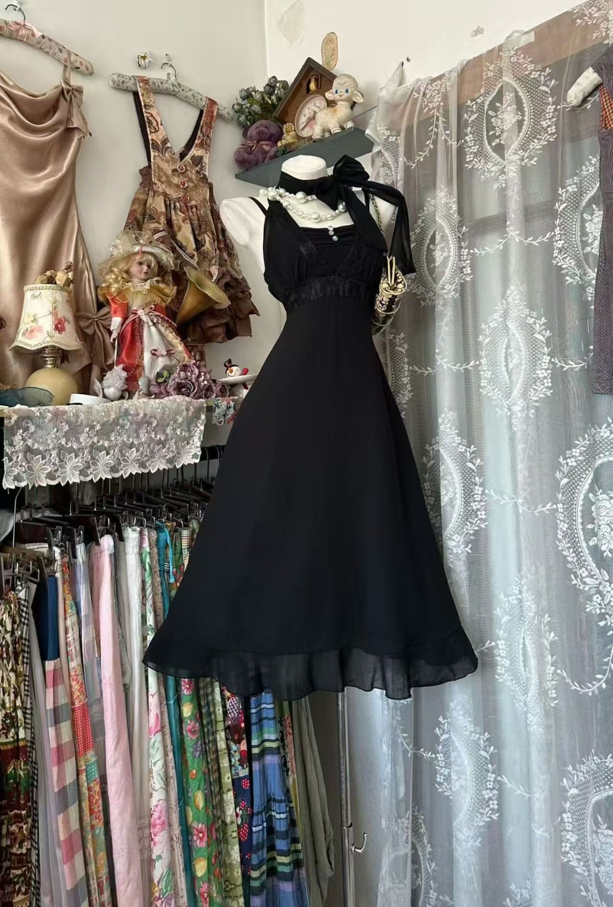 Halter A Line Little Black Dress Short Birthday Dress J10074