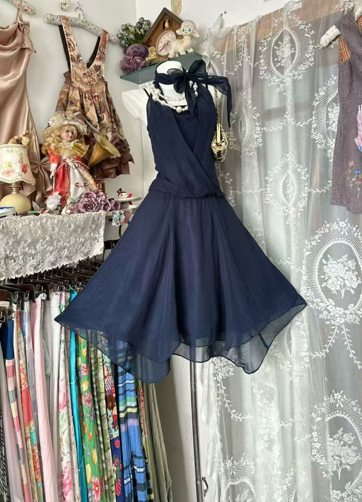 Halter A Line Navy Homecoming Dress Short Birthday Dress J10084