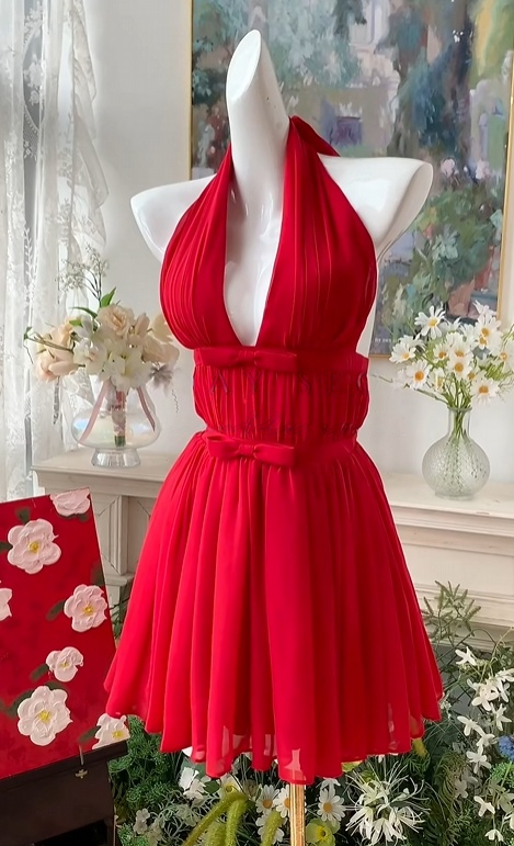 Halter A Line Red Homecoming Dress Short Party Dress J10982