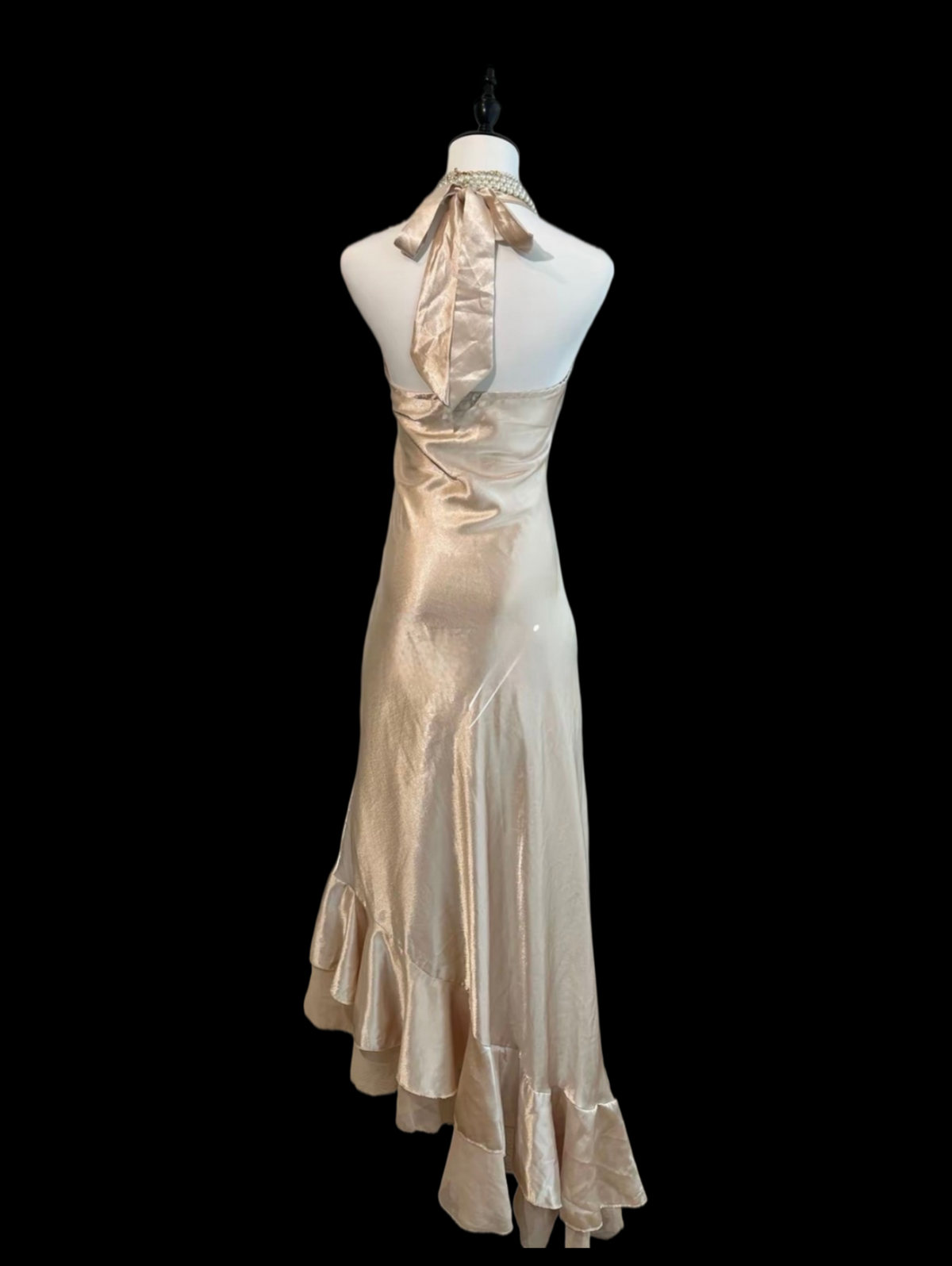 Halter Champagne Ruffled Prom Dress Formal Evening Dress J9840