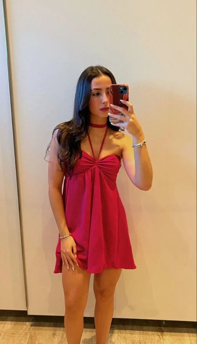 Halter Chiffon Mini Homecoming Dress Cocktail Dress