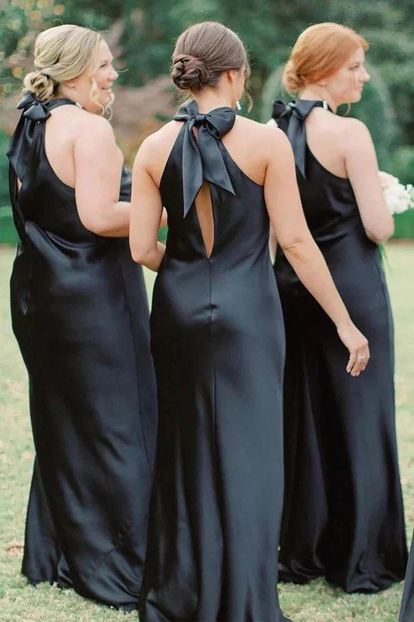 Halter Neckline Cutout Back Long White Bridesmaid Dress (ZD12830)