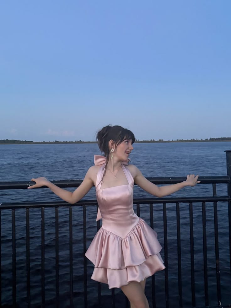 Halter Pink Satin Sweet 16 Birthday Dress Short Homecoming Dress