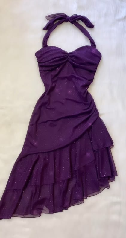 Halter Purple Ruffled Homecoming Dress Retro Cocktail Dress