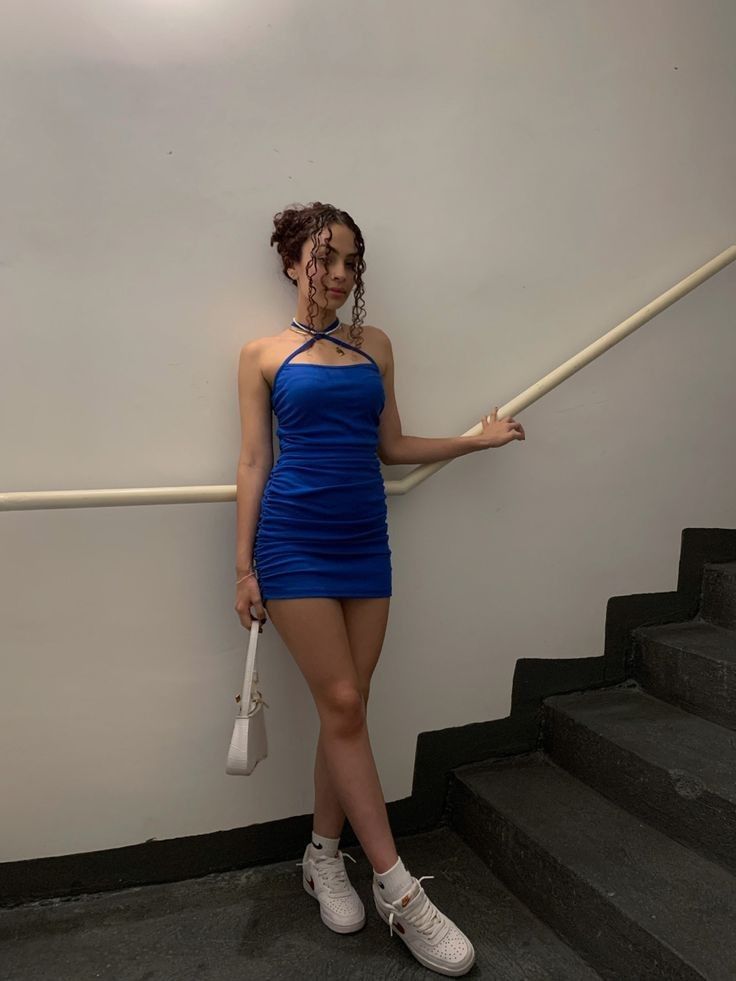 Halter Royal Blue Sheath Short Homecoming Party Dress