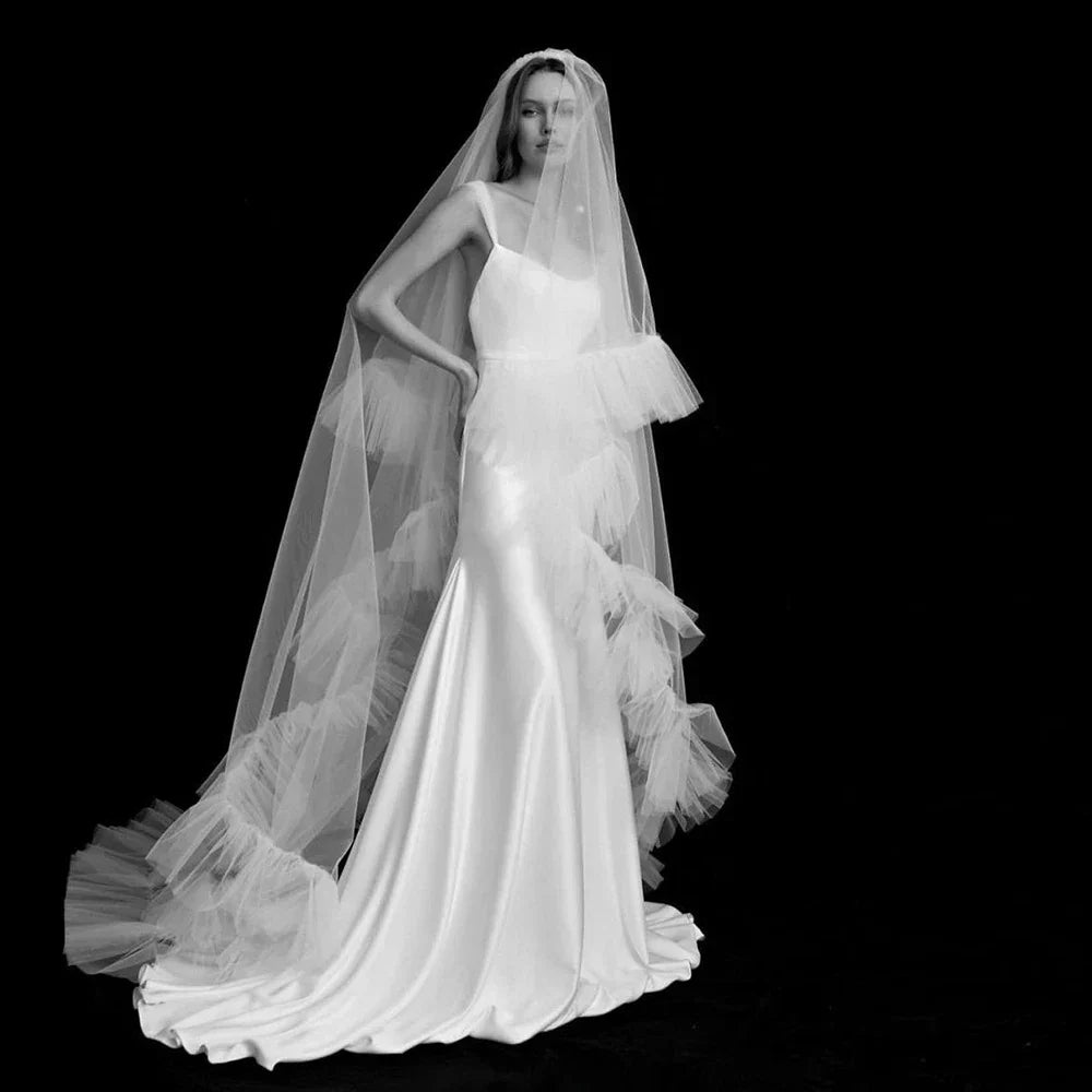 Long Bridal Veil Wedding Veils For Evening Dress Women Girl Party Hair Accessories Bride Jewelry