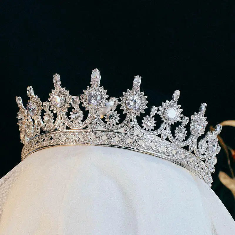 Bridal Hair Jewelry Pageant Prom Tiaras and Crowns For Brides Women Zirconia Crystal Headpiece Headband Wedding Accessories - View 2 | FashionDia