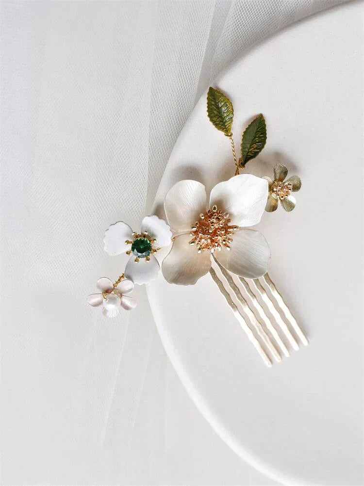 Flower Hairpins Pearls Hair Combs Pins Clips Headpieces For Bride Women Bridesmaids Headbands Bridal Jewelry Wedding Accessories a
