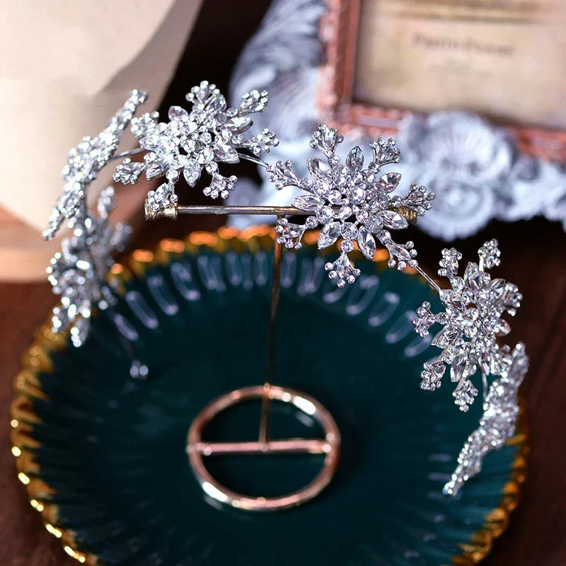 Bridal Hair Jewelry Snow Flower Headband Hairband For Brides Women Crystal Rhinestones Headpieces Headwear Wedding Accessories