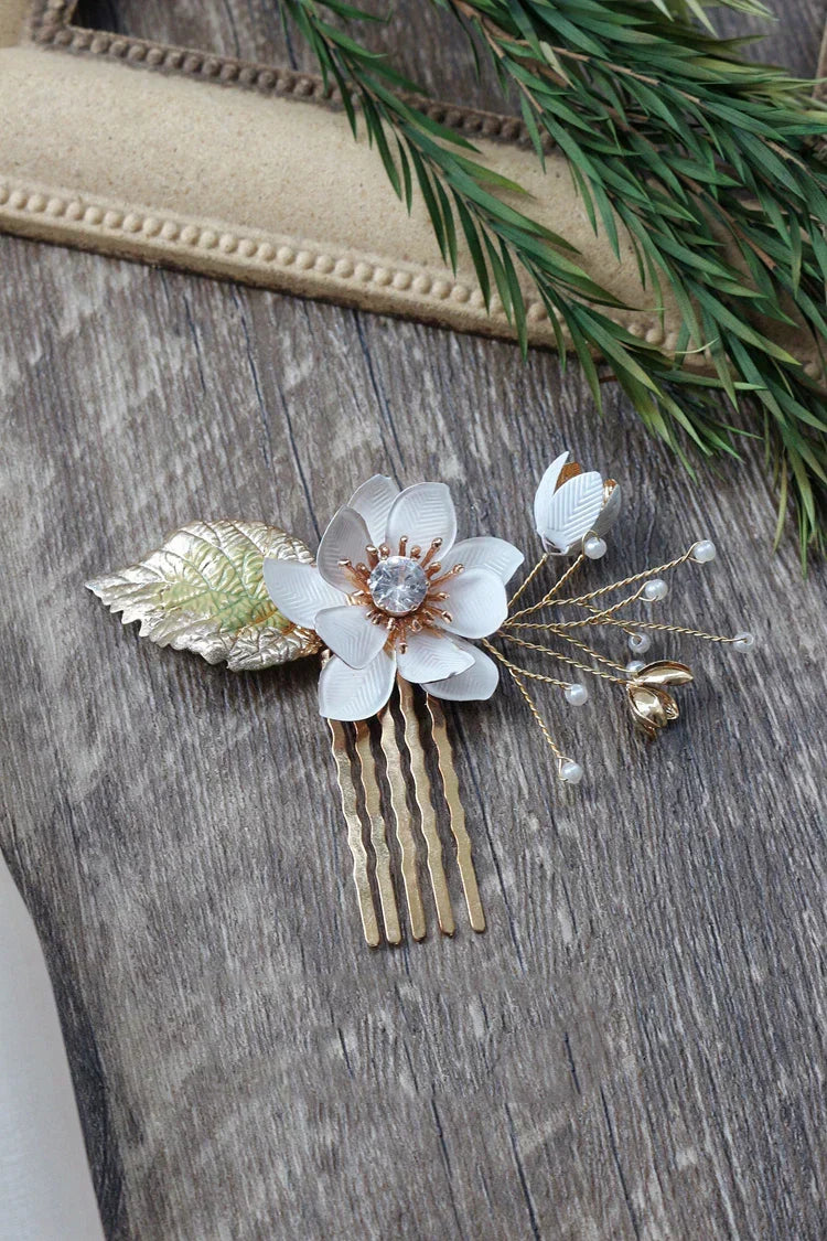 Wedding Accessories Vintage Hairpins Flower Leaf Head Pieces Headdress Crystal Hair Combs Pins For Brides Women Bridal Jewelry b