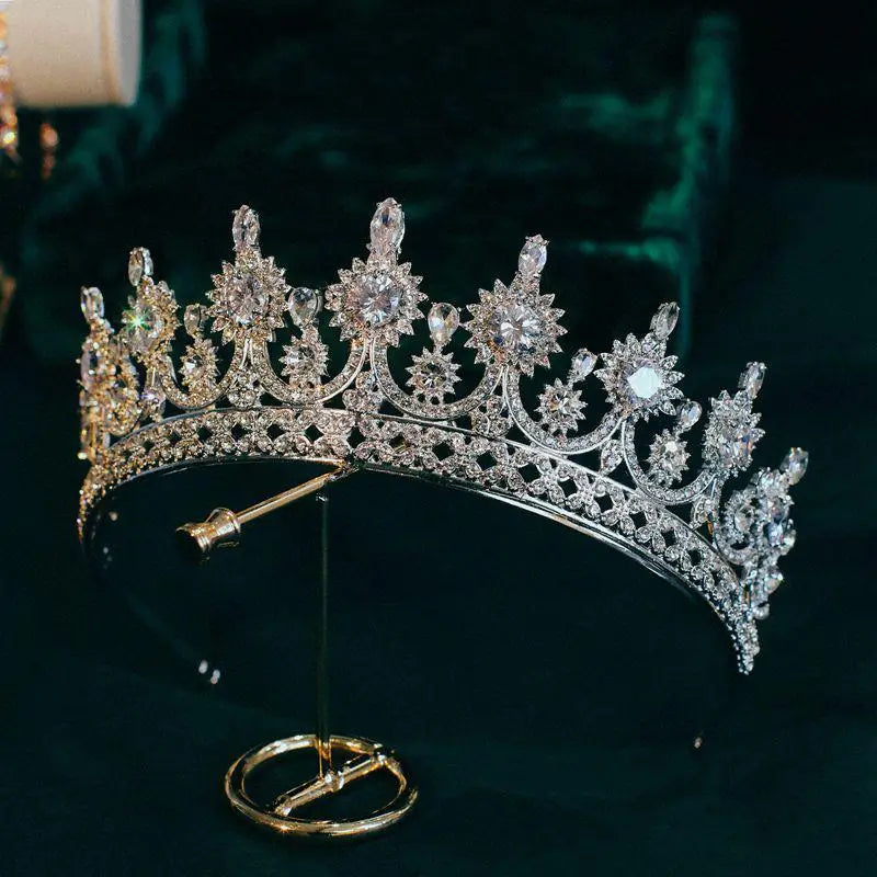 Bridal Hair Jewelry Pageant Prom Tiaras and Crowns For Brides Women Zirconia Crystal Headpiece Headband Wedding Accessories - FashionDia