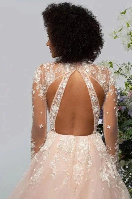 High neck Elegant Lace Long sleeves Wedding Dress (ZD15695)