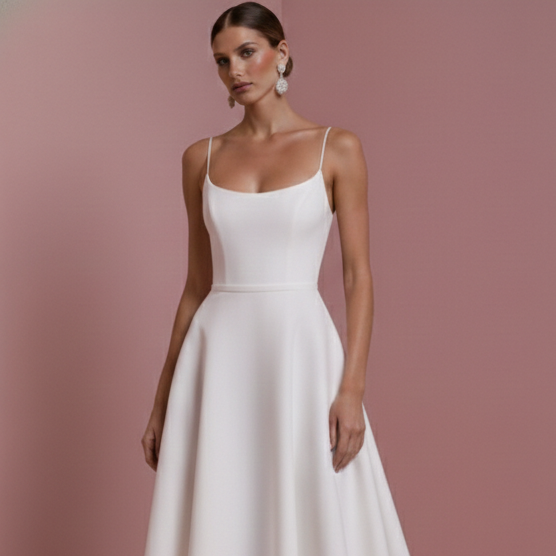 High Low Wedding Dress Organza Long Ruffles Modern Classic