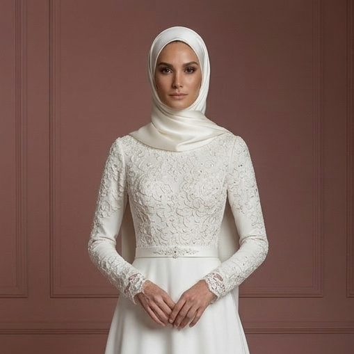 Hijab Bridal Dress For Intimate Wedding Dress Modest Style Muslim