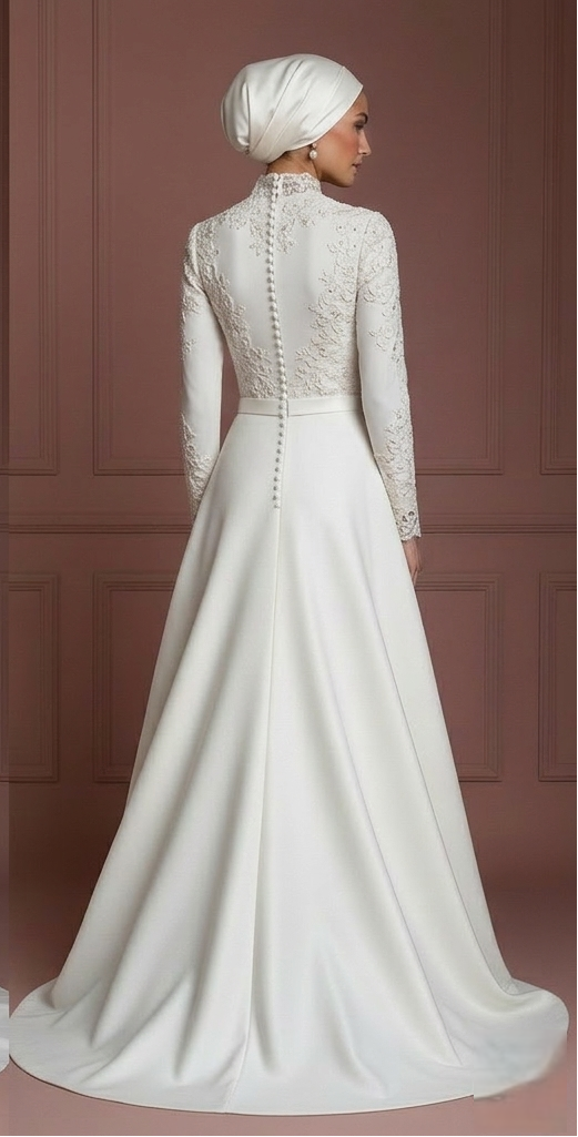 Hijab Bridal Dress For Intimate Wedding Dress Modest Style Muslim