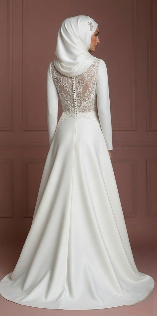 Hijab Bridal Dress For Traditional Muslim Wedding Dress