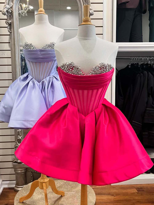 A-line Cowl Neck Pleated Short Homecoming Dress