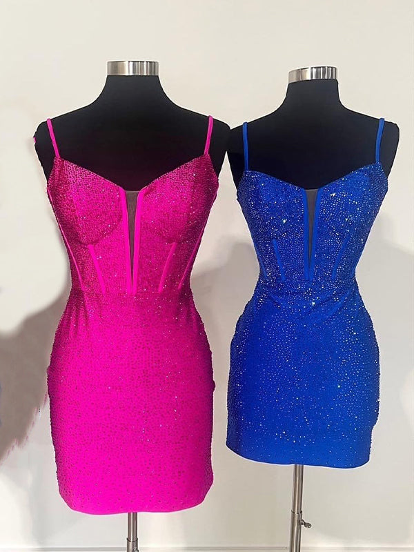 Beaded Fitted Short Tight Homecoming Party Dress
