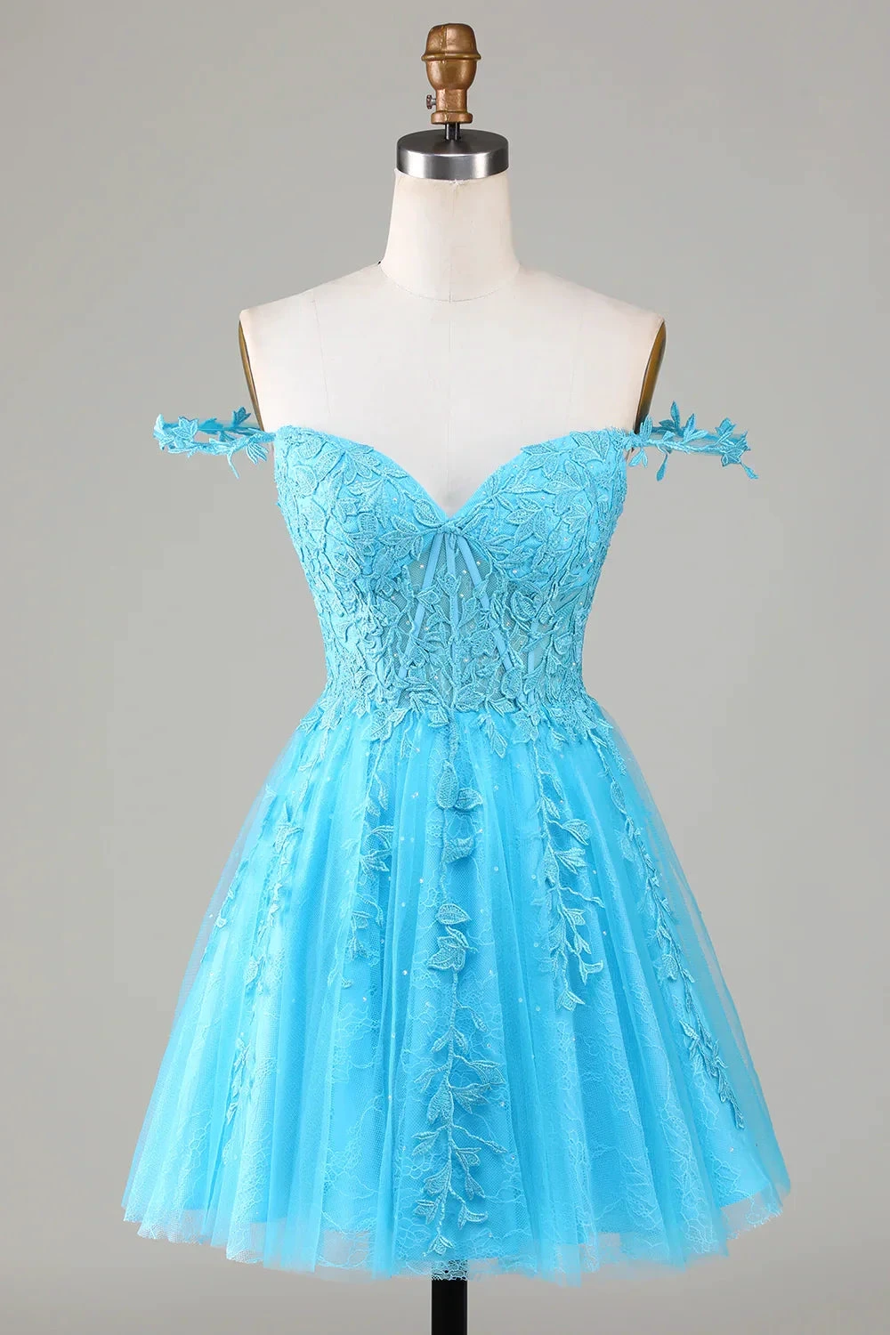 Cute A Line Spaghetti Straps Grey Short Homecoming Dress with Appliques Y2397 by simplepromdress