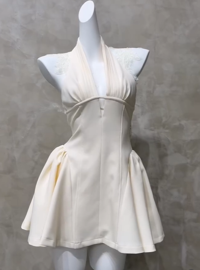 Elegant Off White Satin Lace A Line Short Party Dress Formal 8th Grade Homecoming Dress