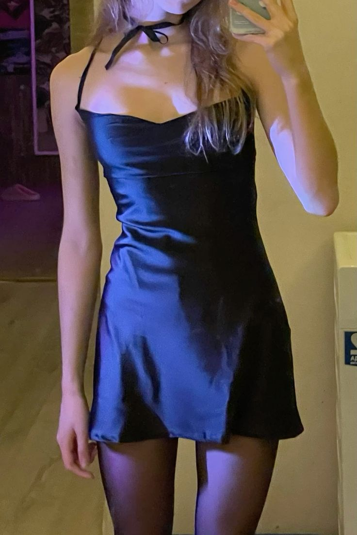 Sexy Navy Blue Halter Satin A Line Short Cocktail Dress 6th Grade Homecoming Dress
