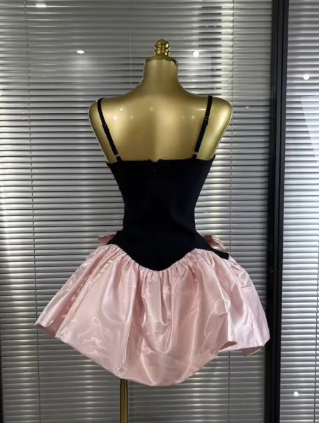 Pretty Spaghetti Straps V-Neck A-Line Short Graduation Homecoming Dress Mini Cocktail Dress With Bow - View 4 | FashionDia
