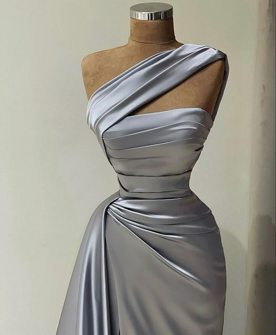 Chic One-Shoulder Pleated Prom Dress,Long Evening Dress - FashionDia