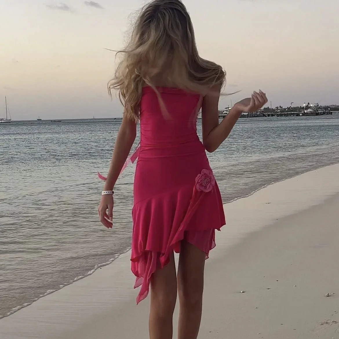 Chic Hot Pink Beach Dress Cute Homecoming Dress (ZD11820)