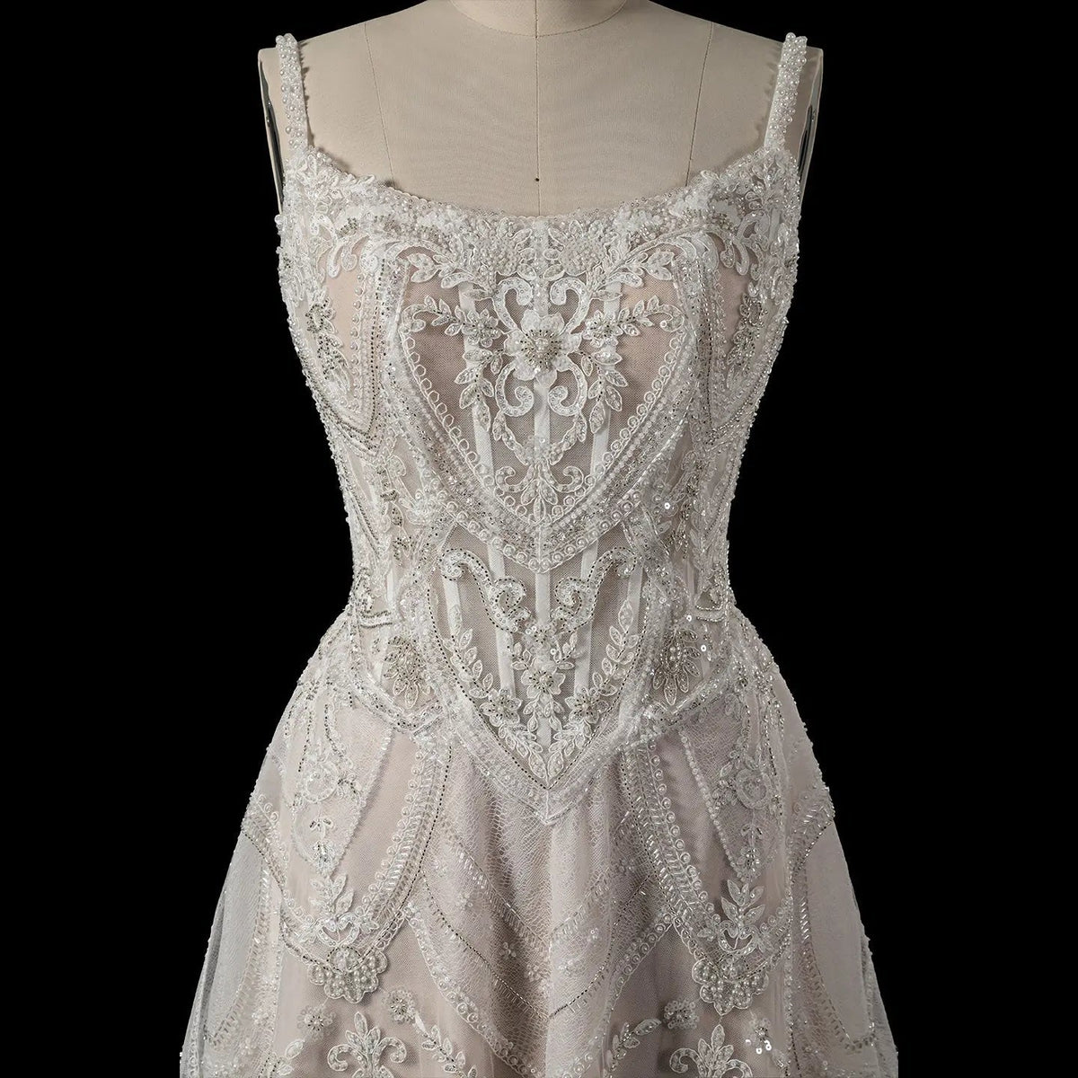 Luxury Ivory Beaded Lace Short Wedding Dress with Lace-Up Corset Back ZP059