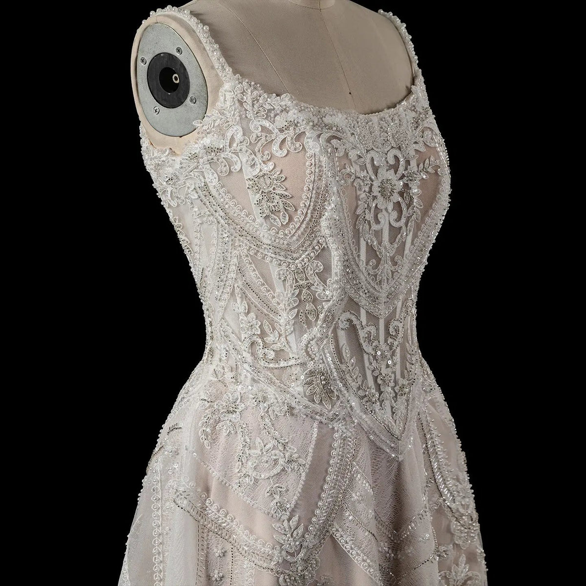 Luxury Ivory Beaded Lace Short Wedding Dress with Lace-Up Corset Back ZP059 - View 7 | VelvetHem