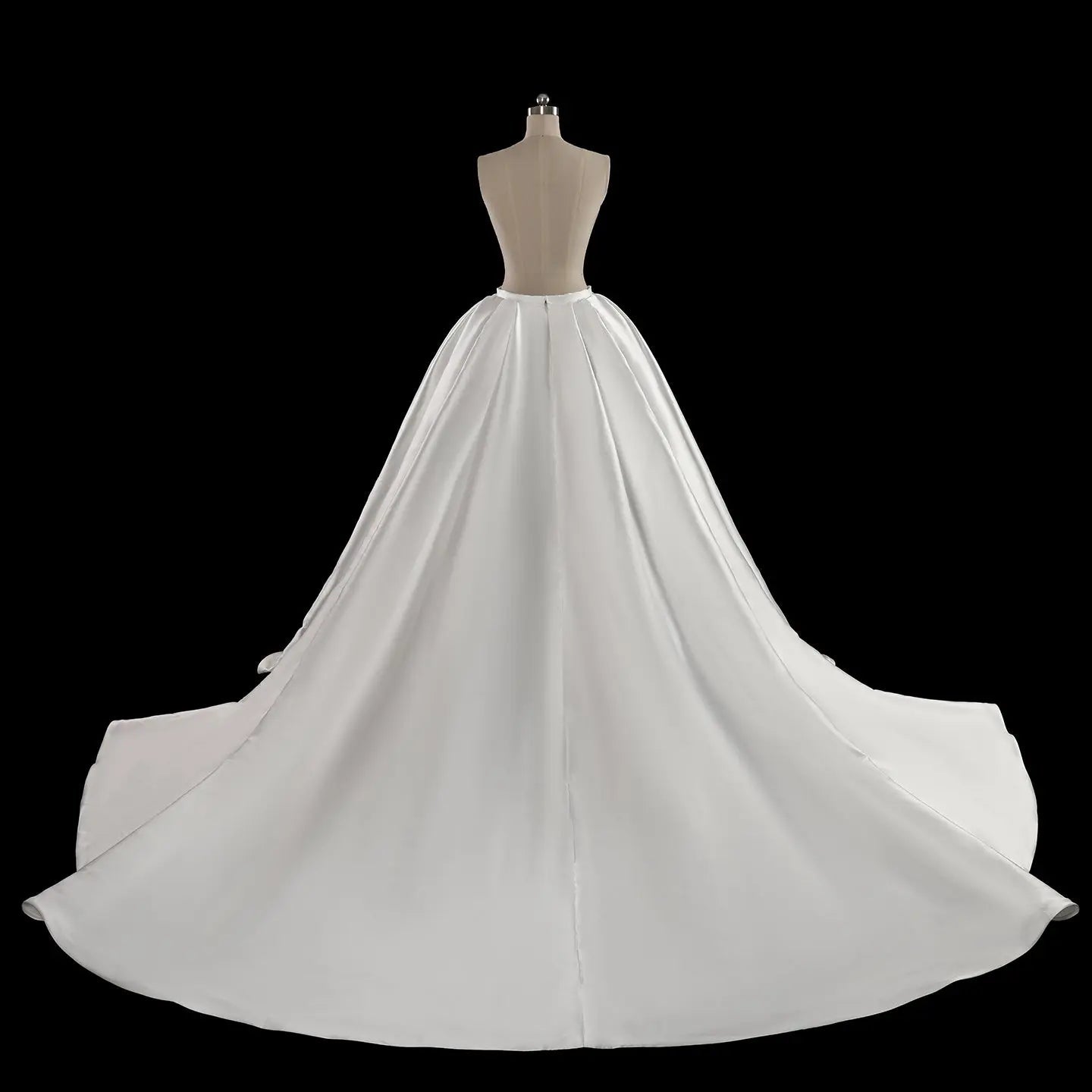Luxury White Satin Strapless Beaded Ball Gown Train Wedding Dress ZP152