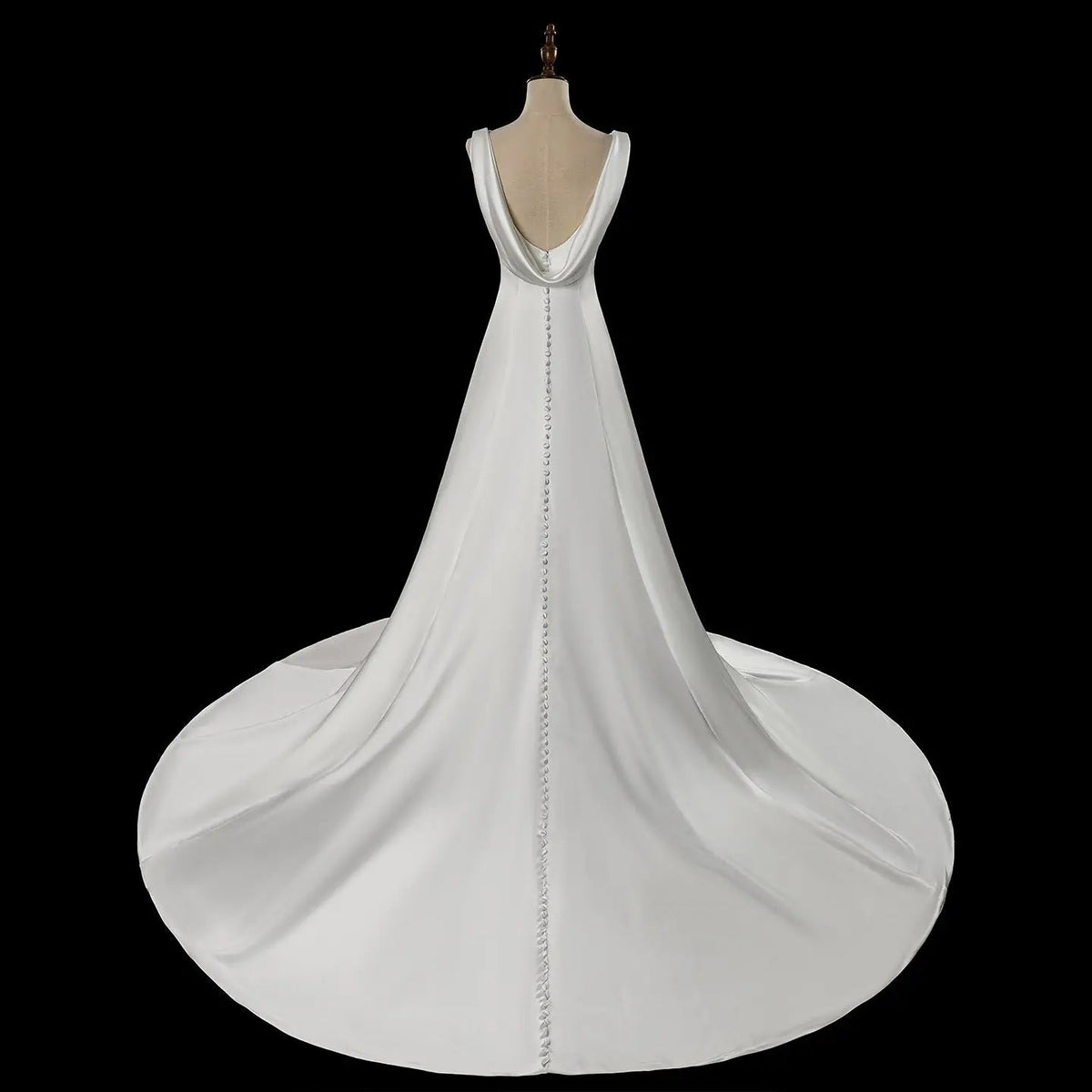 Romantic White Sleeveless Satin Wedding Dress with Low Back ZP052