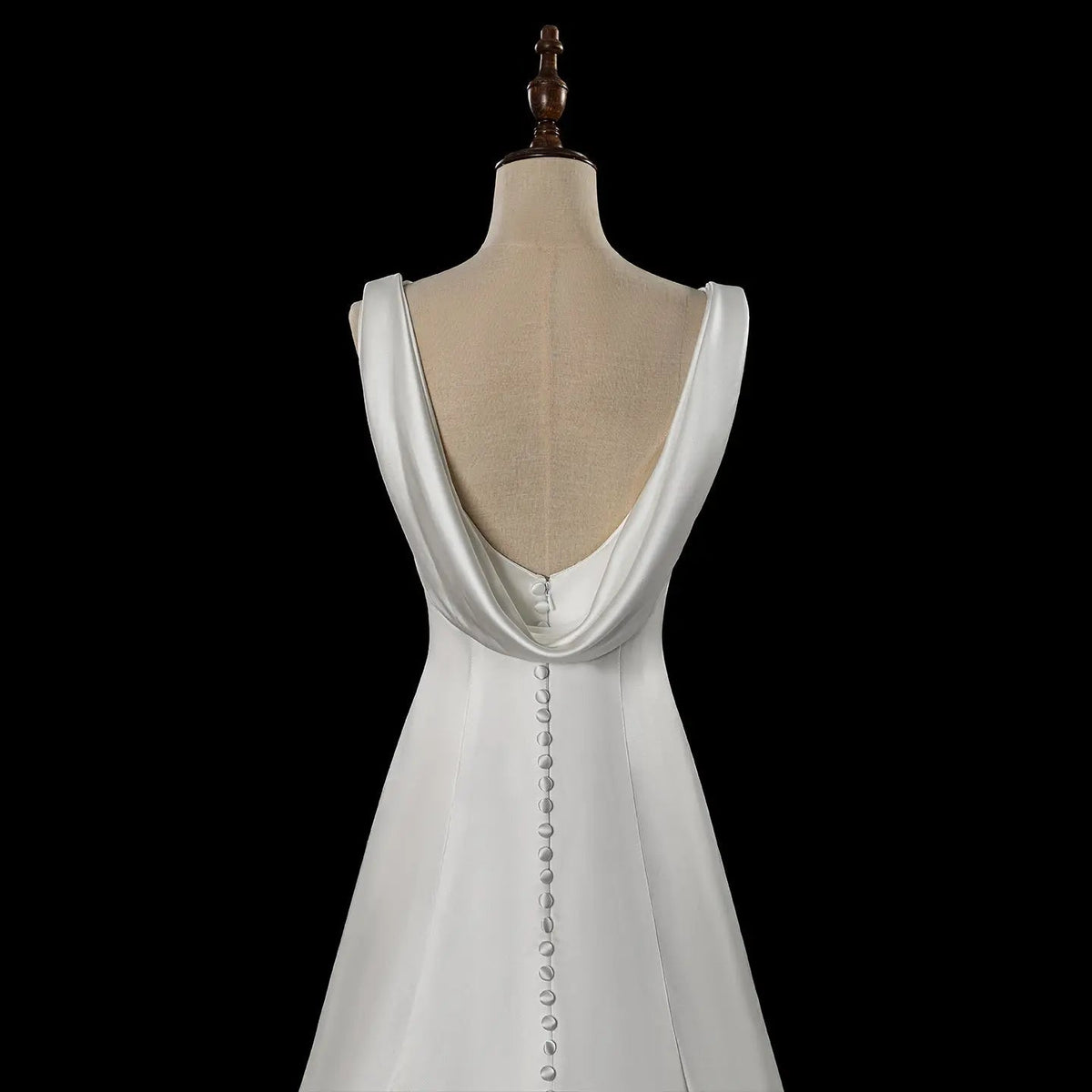 Romantic White Sleeveless Satin Wedding Dress with Low Back ZP052