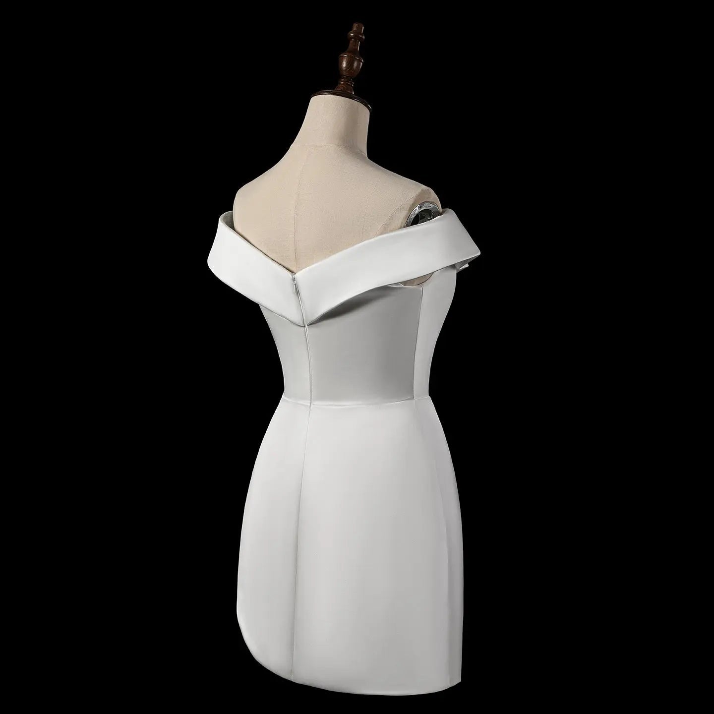 Luxury Lvory Ruched Bodycon Mini Wedding Dress ZP047