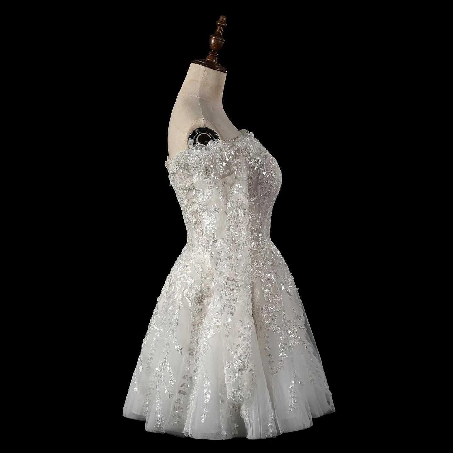Elegant Off White Off-the-Shoulder Lace Short Wedding Dress ZP048