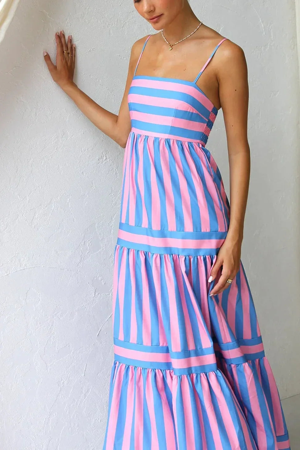 Jimena Timeless Dress Pink/blue Boutique Collection